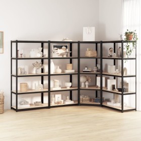 Shelving 5 levels 4 units anthracite gray steel and plywood by , Industrial shelving - Ref: Foro24-3154201, Price: 240,89 €, ...