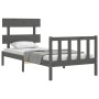 Gray solid wood bed frame with headboard by , Beds and slatted bases - Ref: Foro24-3193233, Price: 98,34 €, Discount: %