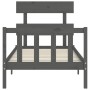 Gray solid wood bed frame with headboard by , Beds and slatted bases - Ref: Foro24-3193233, Price: 98,34 €, Discount: %