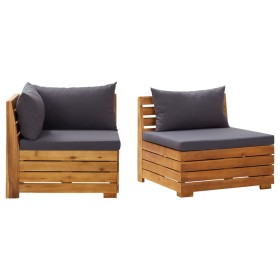 2-piece garden furniture set with solid acacia wood and cushions by , Modular outdoor sofas - Ref: Foro24-316086, Price: 286,...