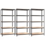 5-level shelf, 3 units, anthracite gray, made of steel and plywood by , Industrial shelving - Ref: Foro24-3154177, Price: 150...