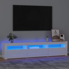 Mueble de TV con luces LED blanco brillante 180x35x40 cm de , Muebles TV - Ref: Foro24-3152758, Precio: 164,31 €, Descuento: %