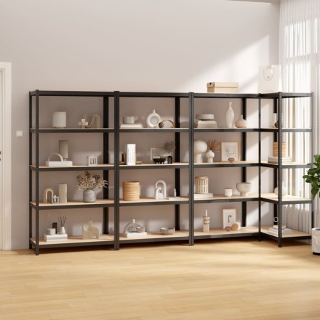 Shelving 5 levels 4 units anthracite gray steel and plywood by , Industrial shelving - Ref: Foro24-3154178, Price: 197,11 €, ...