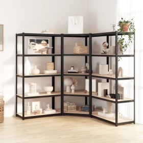 Shelving 5 levels 3 units anthracite gray steel and plywood by , Industrial shelving - Ref: Foro24-3154200, Price: 189,03 €, ...