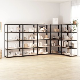 Shelving 5 levels 5 units steel and anthracite gray plywood by , Industrial shelving - Ref: Foro24-3154190, Price: 300,99 €, ...