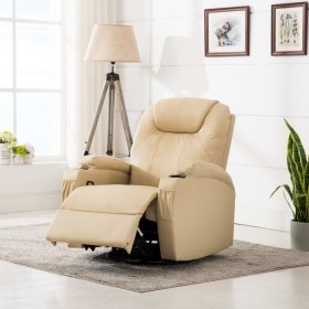 Sillón de masaje mecedora de cuero sintético crema de , Sillones de masaje eléctricos - Ref: Foro24-246637, Precio: 569,72 €,...