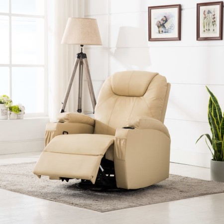 Cream Synthetic Leather Rocking Massage Chair by , Electric massage chairs - Ref: Foro24-246637, Price: 563,99 €, Discount: %