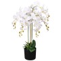 Planta de orquídea artificial con macetero blanca 75 cm de vidaXL, Flora artificial - Ref: Foro24-244425, Precio: 48,99 €, De...