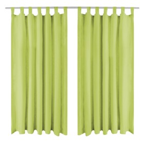 Micro-satin curtains with loops, 2 units, 140x245 cm, green. by vidaXL, Curtains and curtains - Ref: Foro24-132224, Price: 27...