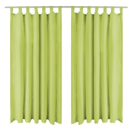 Micro-satin curtains with loops, 2 units, 140x245 cm, green. by vidaXL, Curtains and curtains - Ref: Foro24-132224, Price: 26...