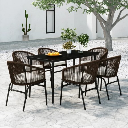 Juego de comedor de jardín 7 piezas marrón de , Conjuntos de jardín - Ref: Foro24-3099248, Precio: 715,42 €, Descuento: %