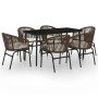 Brown 7-piece garden dining set by , Garden sets - Ref: Foro24-3099248, Price: 715,42 €, Discount: %