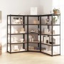 Shelving 5 levels 3 units anthracite gray steel and plywood by , Industrial shelving - Ref: Foro24-3154188, Price: 206,18 €, ...