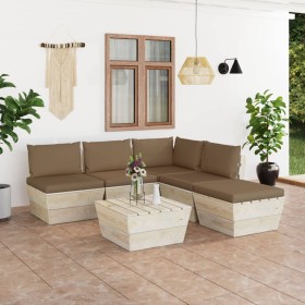 6-piece pallet garden furniture and fir wood cushions by , Garden sets - Ref: Foro24-3063548, Price: 430,99 €, Discount: %