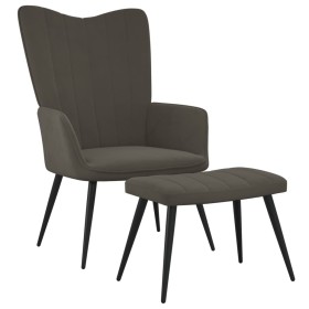 Silla de relajación con taburete terciopelo gris oscuro de , Sillones - Ref: Foro24-327689, Precio: 106,99 €, Descuento: %