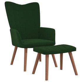 Sillón de relax con taburete terciopelo verde oscuro de , Sillones - Ref: Foro24-327668, Precio: 126,75 €, Descuento: %