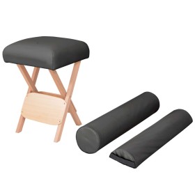 Folding massage stool 12 cm thick and 2 heads black by vidaXL, massage chairs - Ref: Foro24-110147, Price: 74,99 €, Discount: %