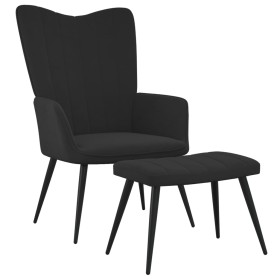 Silla de relajación con reposapiés terciopelo negro de , Sillones - Ref: Foro24-327694, Precio: 113,99 €, Descuento: %