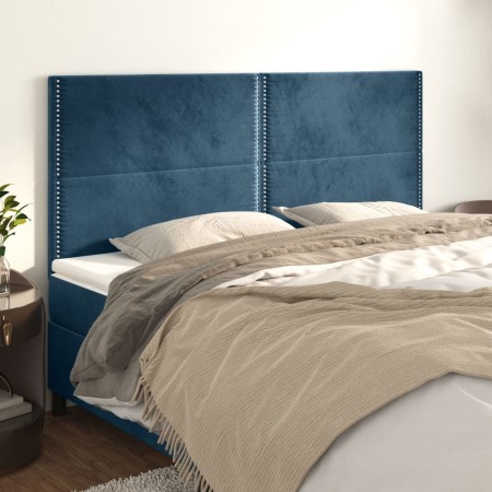 Headboards 4 units of dark blue velvet 90x5x78/88 cm by , Headboards and footboards - Ref: Foro24-3116256, Price: 127,58 €, D...