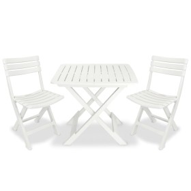 Folding garden bistro table and chairs 3 pieces white plastic by vidaXL, Garden sets - Ref: Foro24-43581, Price: 127,99 €, Di...