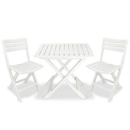 Folding garden bistro table and chairs 3 pieces white plastic by vidaXL, Garden sets - Ref: Foro24-43581, Price: 134,93 €, Di...