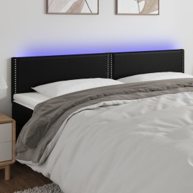 Cabecero con LED cuero sintético negro 160x5x78/88 cm de , Cabeceros y pies de cama - Ref: Foro24-3121568, Precio: 60,71 €, D...