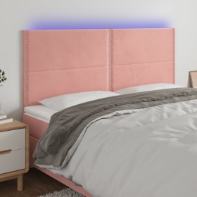 Pink velvet headboard with LED lights 180x5x118/128 cm by , Headboards and footboards - Ref: Foro24-3122349, Price: 131,04 €,...