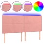 Pink velvet headboard with LED lights 180x5x118/128 cm by , Headboards and footboards - Ref: Foro24-3122349, Price: 131,99 €,...