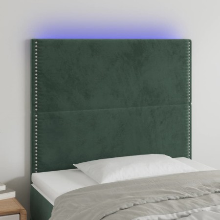 Cabecero con luces LED terciopelo verde oscuro 90x5x118/128 cm de , Cabeceros y pies de cama - Ref: Foro24-3122323, Precio: 7...