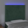 Headboard with LED lights dark green velvet 90x5x118/128 cm by , Headboards and footboards - Ref: Foro24-3122323, Price: 76,3...