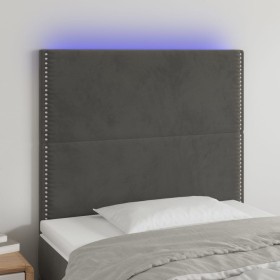 Cabecero con luces LED terciopelo gris oscuro 90x5x118/128 cm de , Cabeceros y pies de cama - Ref: Foro24-3122321, Precio: 77...