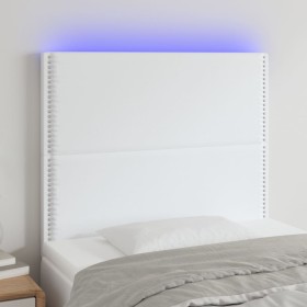 Cabecero con luces LED cuero sintético blanco 90x5x118/128 cm de , Cabeceros y pies de cama - Ref: Foro24-3122363, Precio: 65...