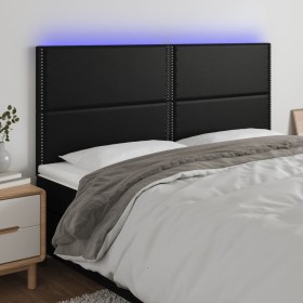 Cabecero con luces LED cuero sintético negro 160x5x118/128 cm de , Cabeceros y pies de cama - Ref: Foro24-3122380, Precio: 12...