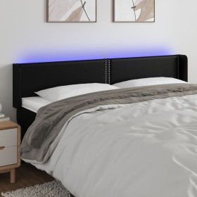 Headboard with LED black synthetic leather 183x16x78/88 cm by , Headboards and footboards - Ref: Foro24-3123198, Price: 70,51...