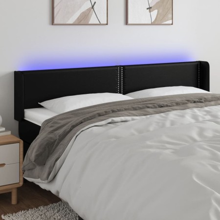 Cabecero con LED cuero sintético negro 183x16x78/88 cm de , Cabeceros y pies de cama - Ref: Foro24-3123198, Precio: 70,57 €, ...