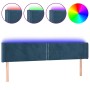 Dark blue velvet headboard with LED 203x16x78/88 cm by , Headboards and footboards - Ref: Foro24-3123166, Price: 73,80 €, Dis...