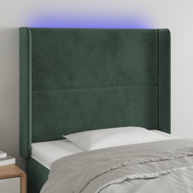 Cabecero con LED de terciopelo verde oscuro 93x16x118/128 cm de , Cabeceros y pies de cama - Ref: Foro24-3123947, Precio: 82,...