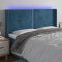 Cabecero con LED de terciopelo azul oscuro 183x16x118/128 cm de , Cabeceros y pies de cama - Ref: Foro24-3123972, Precio: 150...