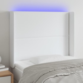 Cabecero con LED cuero sintético blanco 93x16x118/128 cm de , Cabeceros y pies de cama - Ref: Foro24-3123987, Precio: 76,85 €...