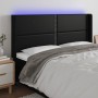 Headboard with LED black synthetic leather 183x16x118/128 cm by , Headboards and footboards - Ref: Foro24-3124010, Price: 125...