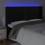 Headboard with LED black synthetic leather 183x16x118/128 cm by , Headboards and footboards - Ref: Foro24-3124010, Price: 125...