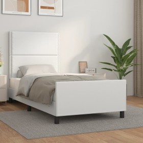 Estructura de cama con cabecero cuero sintético blanco 80x200cm de , Camas y somieres - Ref: Foro24-3125477, Precio: 158,47 €...