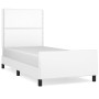 Bed frame with headboard white synthetic leather 90x200cm by , Beds and slatted bases - Ref: Foro24-3125489, Price: 152,17 €,...