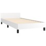 Bed frame with headboard white synthetic leather 90x200cm by , Beds and slatted bases - Ref: Foro24-3125489, Price: 152,17 €,...