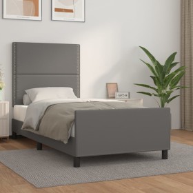 Bed frame with headboard gray synthetic leather 80x200 cm by , Beds and slatted bases - Ref: Foro24-3125480, Price: 149,10 €,...