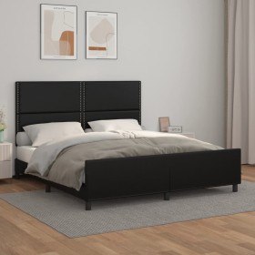 Bed frame with headboard black synthetic leather 160x200cm by , Beds and slatted bases - Ref: Foro24-3125518, Price: 255,50 €...