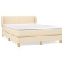 Cama box spring con colchón tela color crema 140x190 cm de , Camas y somieres - Ref: Foro24-3126642, Precio: 440,99 €, Descue...