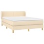 Cama box spring con colchón tela color crema 140x190 cm de , Camas y somieres - Ref: Foro24-3126642, Precio: 440,99 €, Descue...