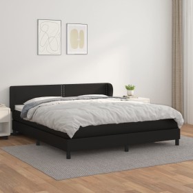 Cama box spring con colchón cuero sintético negro 160x200 cm de , Camas y somieres - Ref: Foro24-3127259, Precio: 475,43 €, D...