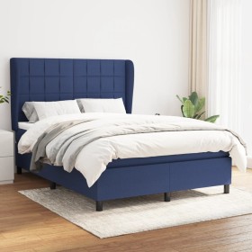 Box spring bed with blue fabric mattress 140x190 cm by , Beds and slatted bases - Ref: Foro24-3127963, Price: 490,99 €, Disco...